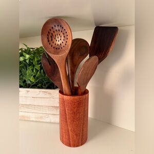 WOODENHOUSE  KITCHEN UTENSILS Wooden Teak Cooking Utensils 6 Pcs